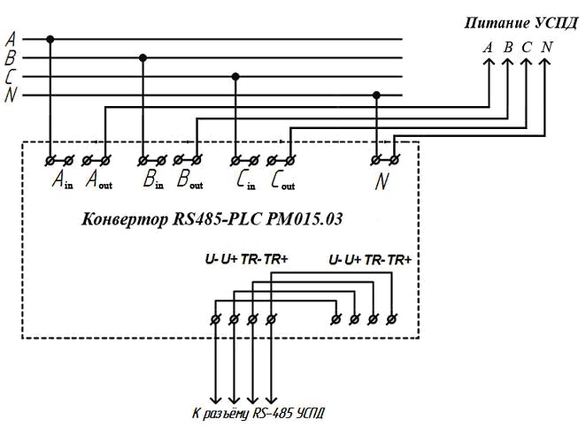 Схема подключения конвертора РМ 015.03